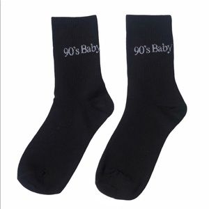 Black “90s baby” socks